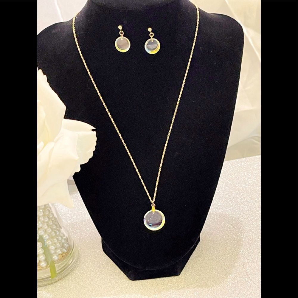 Vintage Gold Filled Crystal Earring & Necklace Set